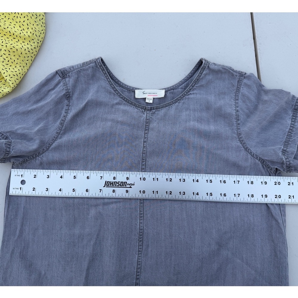 Two by Vince Camuto Grey Tencel Lyocell Split Back Short Sleeve Top Small - Picture 7 of 8